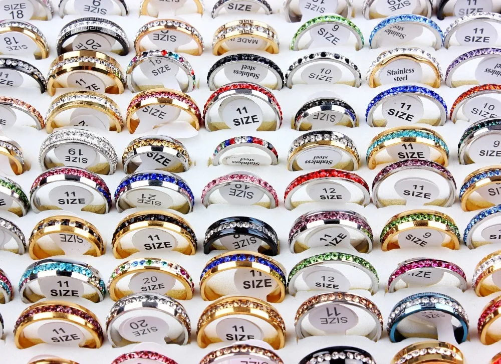 Новинка 3000 шт женские обручальные кольца из нержавеющей стали 316L с цирконием для женщин, серебряные и золотые кольца с кристаллами из нержавеющей стали для помолвки, DHL