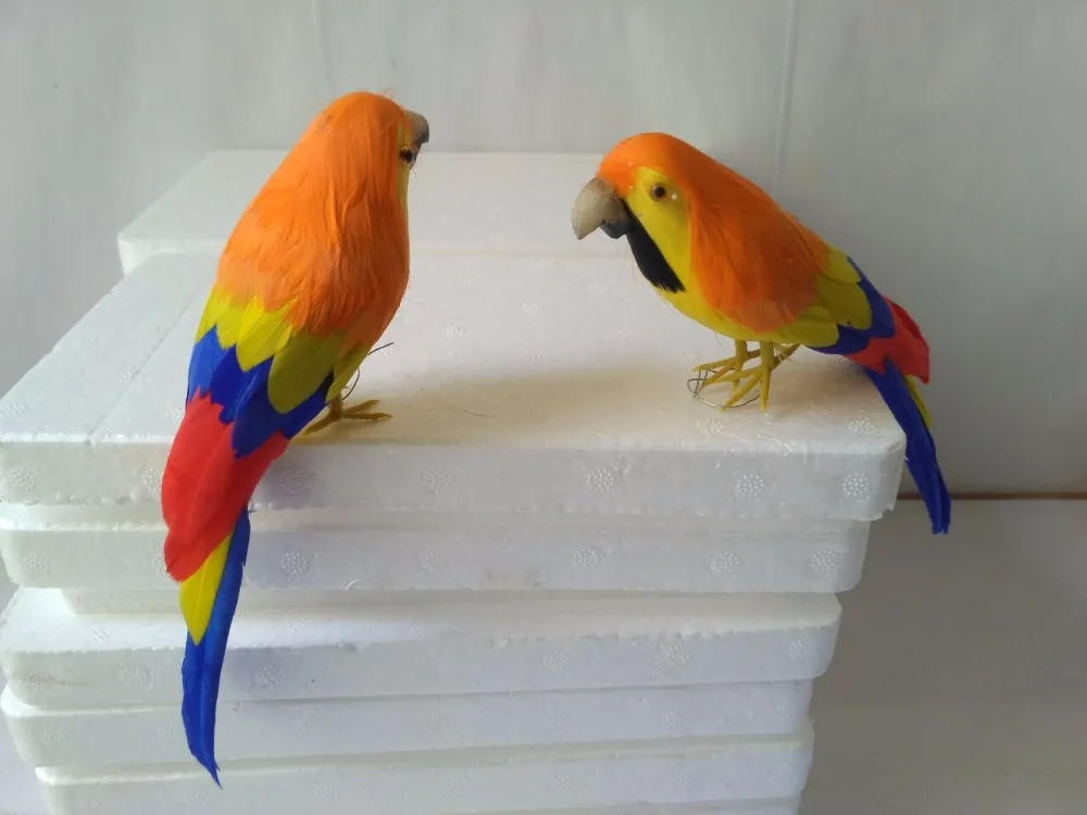 

22cm colourful parrot bird,foam&feathers artificial birds 2 pieces, pastoral handicraft,props,home garden decoration gift a1929