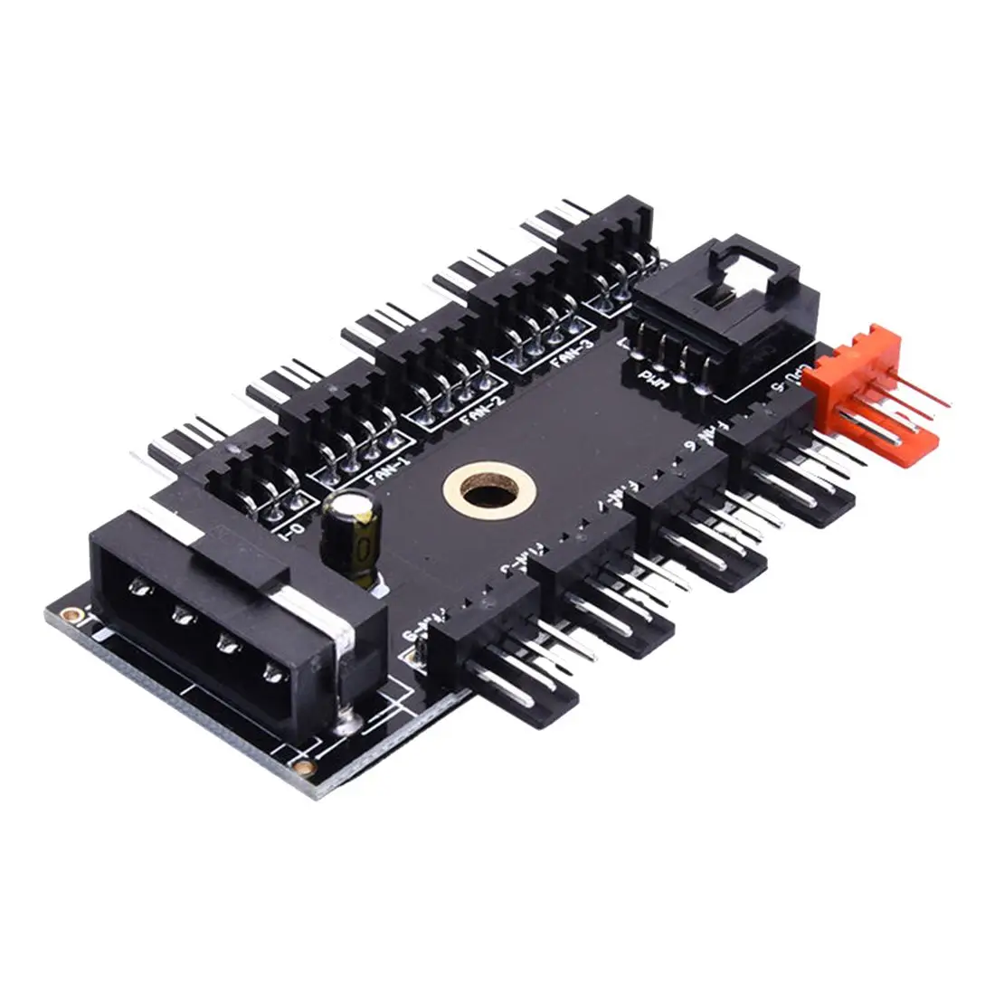 SATA Fan Hub 12V 4 pin PC Fan PWM Hub Large 4P Power Supply Splitter Adapter
