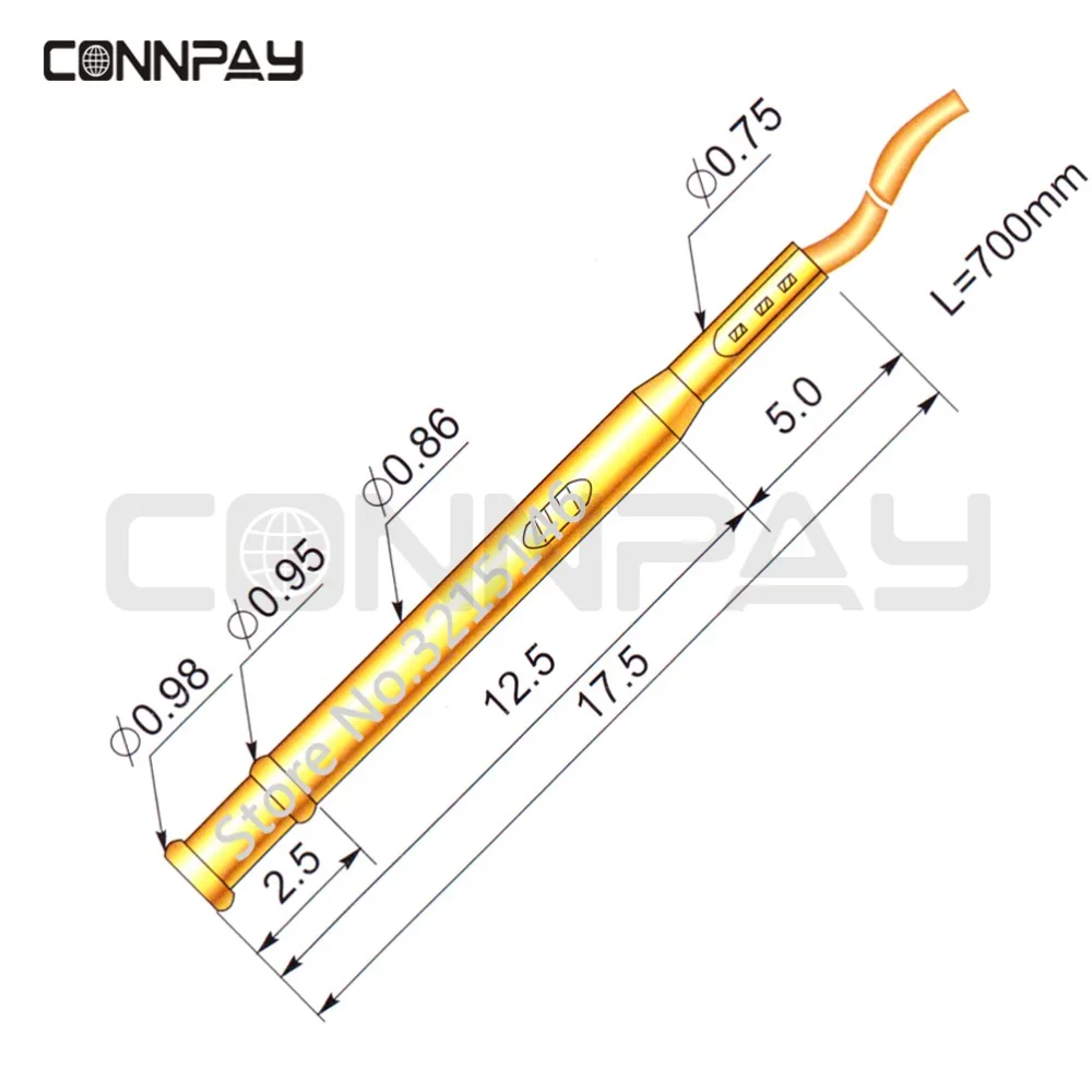 

100Pcs in a Pack R50-1W7 Test Probe Pogo Pin Receptacle Length 17.5mm Pre-Wired Tool
