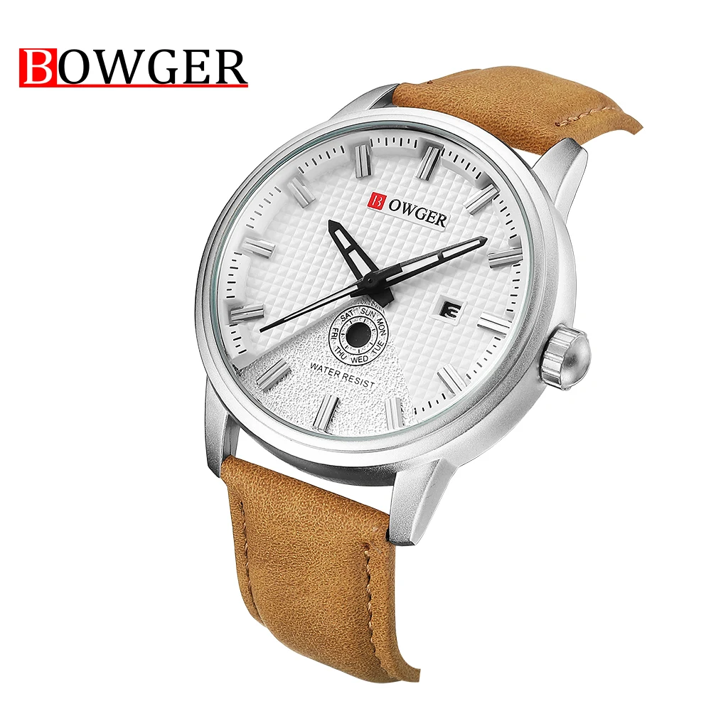 

2018 Bowger Fashion Quartz Watch Men Watches Top Brand Luxury Male Clock Dress Mens Wrist Watch Man Hodinky Relogio Masculino