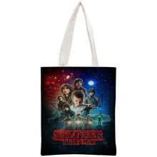 Пользовательские странные вещи сумка многоразовая сумка женская сумка через плечо Складная хлопковая холщовая хозяйственная сумка