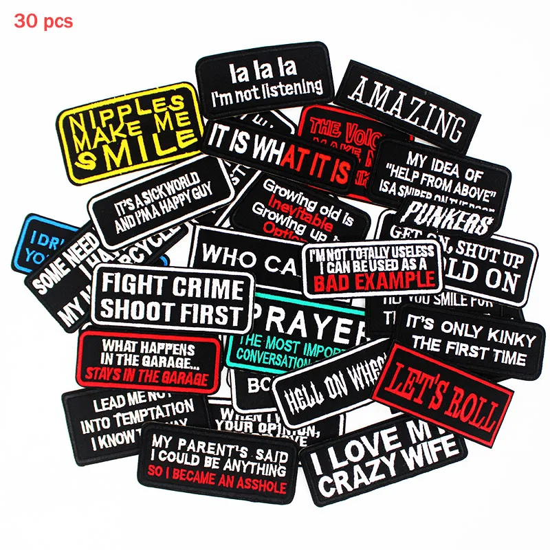

30pcs/lot Iron on Patches Embroidered Stripe on clothes badges Handmade Fabric Sticker for Jacket Jeans DIY Appliques