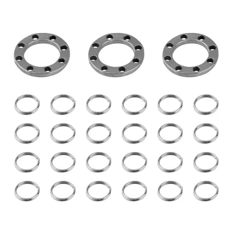 

3Pcs Stainless Steel Outdoor EDC Carabiner Keychain UFO Buckles Suspension Clips + 24pcs Buckle Manganese Steel Rings Tools Kit