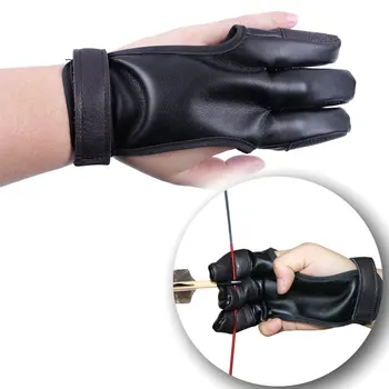 

3 finger Gloves Cowhide High Elastic Hand Protection Archery Protective Gloves for Archery Hunting Shooting Arrow Accessories