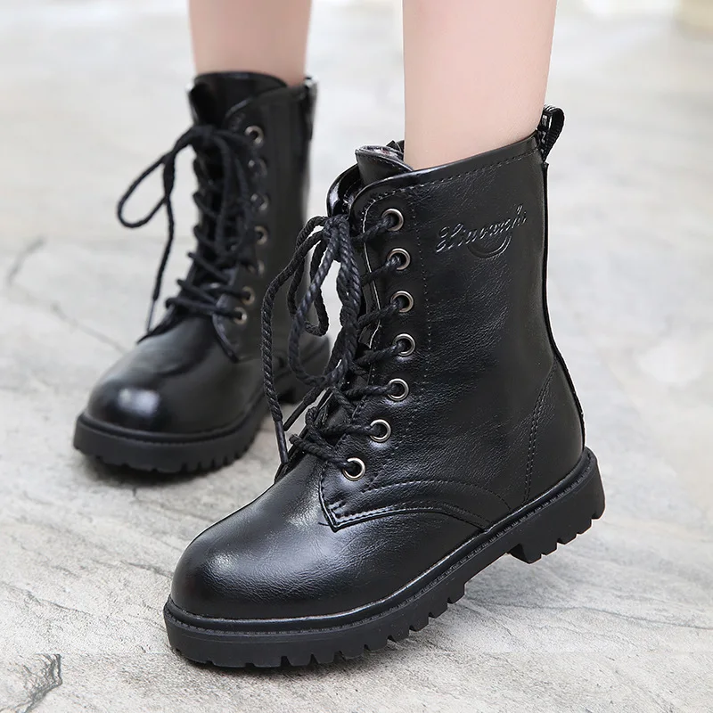 

children leather boots 2016 Nian star with black Gaotong Martin boots boots boots kids children girl boots kids girls boots