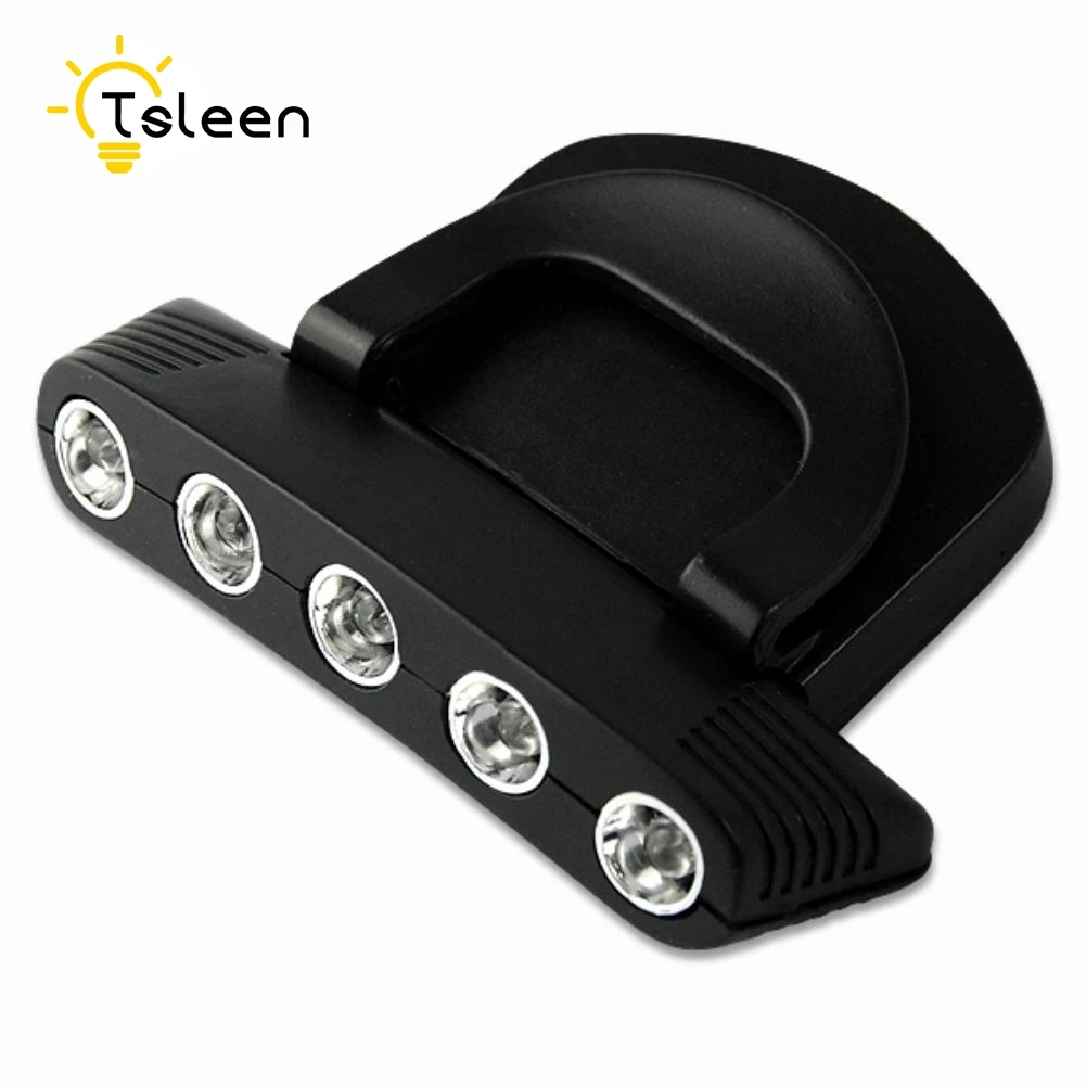 Big Promotion Clip On 5 LED Head Cap Hat Light HeadLamp Headlight Torch