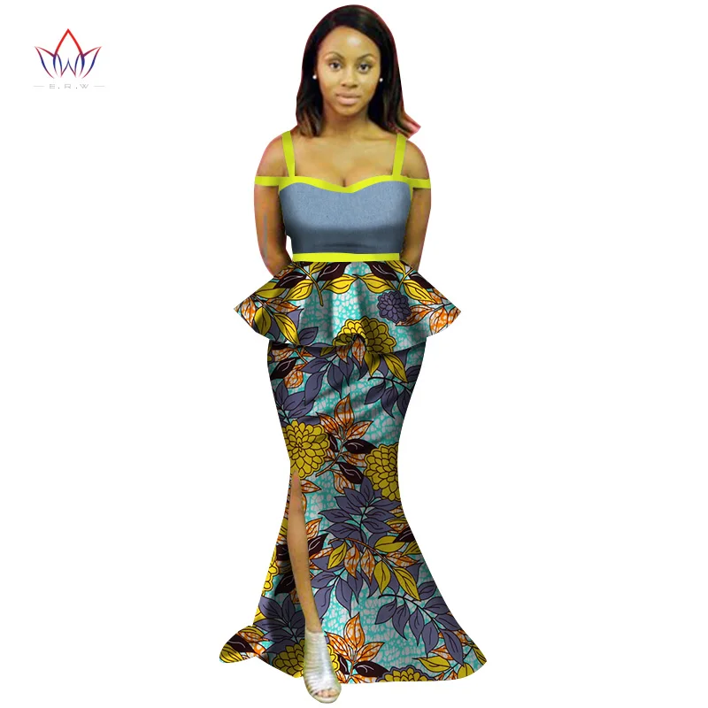 Африканская Женская одежда бренд Африканский Vestido 6XL традиционная африканская одежда 2 шт. для женщин юбка комплект нет BRW WY2598