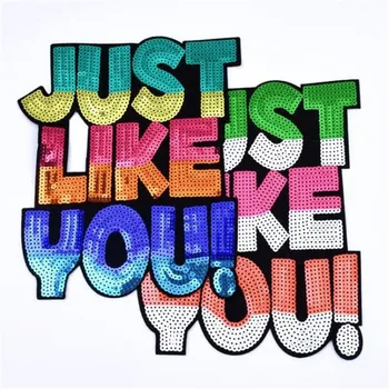 

T shirt Women patch sequins 268mm JUST LIKE YOU! deal with it biker patches for clothing stickers 3d t shirt mens free shipping