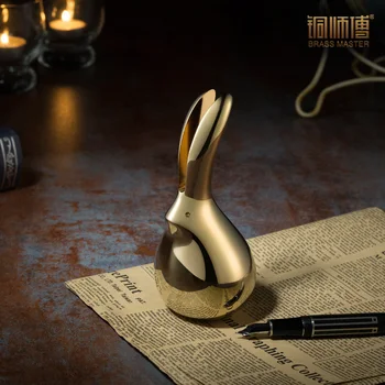 

Home Decoration Chinese Brass Copper Adorable Rabbit 6.5*14.5cm Furnishing Articles Business Gift