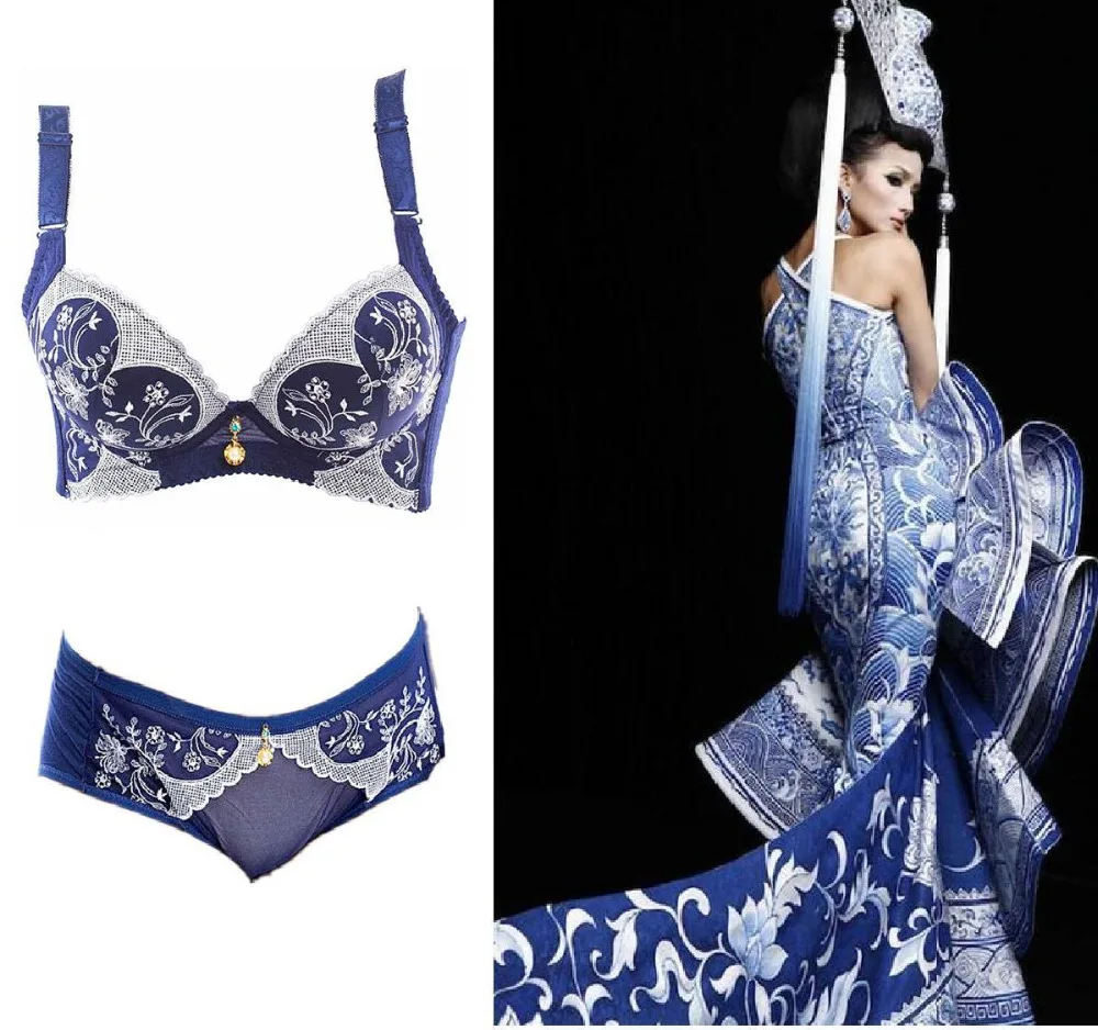 High Grade Chinese Style Push up Bras Women Underwear Embroidery Lace
