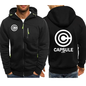 

Anime Dragon Ball Hoodies Men Streetwear CAPSULE CORP printed Sweatshirts Fleece Warm Zipper Hooded Harajuku Hip Hop Tracksuit