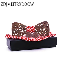 Красная бабочка, мужской галстук, мужской модный деловой галстук-бабочка, мужская рубашка, запонки с деревянными элементами, квадратный комплект с карманами