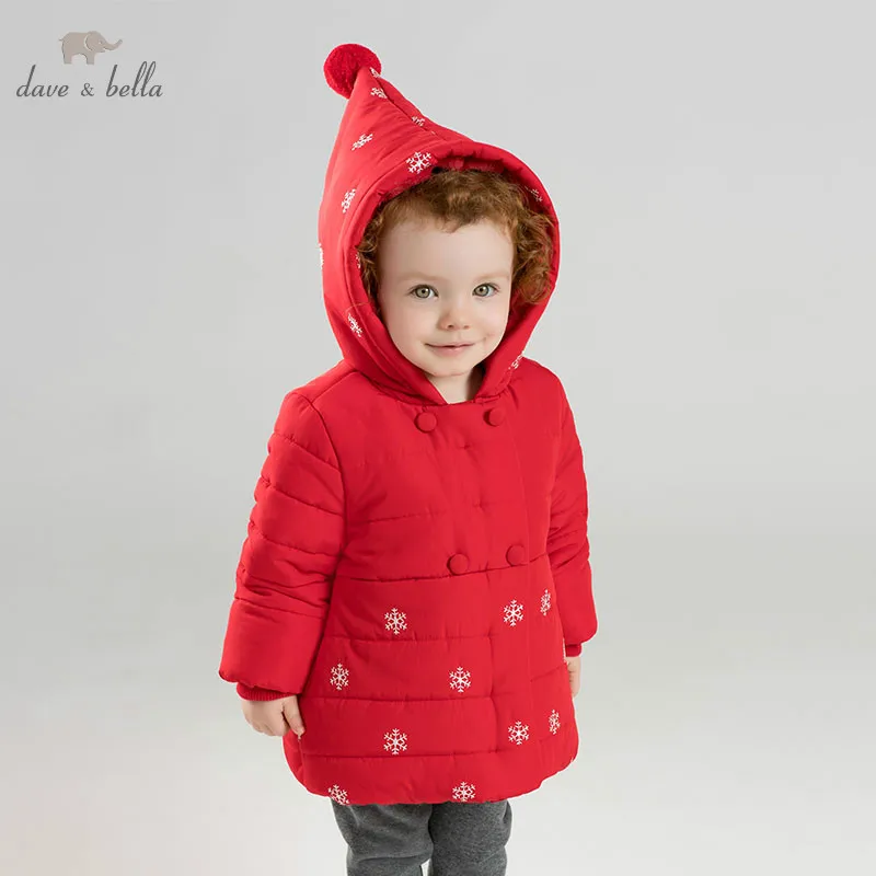 

DB8967 dave bella winter baby girls padding jacket children red fashion outerwear kids coat