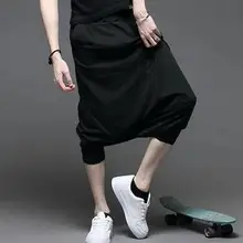 Летние Для мужчин с эластичной талией Большой промежности повседневные штаны мужские свободные шаровары повседневные штаны