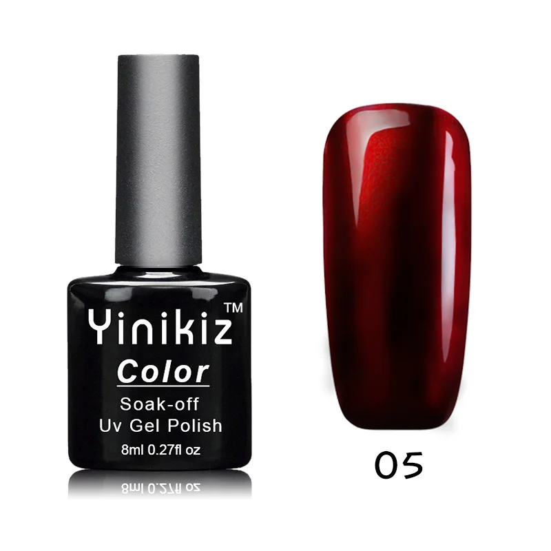 Yinikiz 6 цветов зеркальный титановый Гель-лак для ногтей УФ светодиодный красный блеск лак для ногтей Блестящий лак для ногтей Полупостоянный гель - Цвет: 05