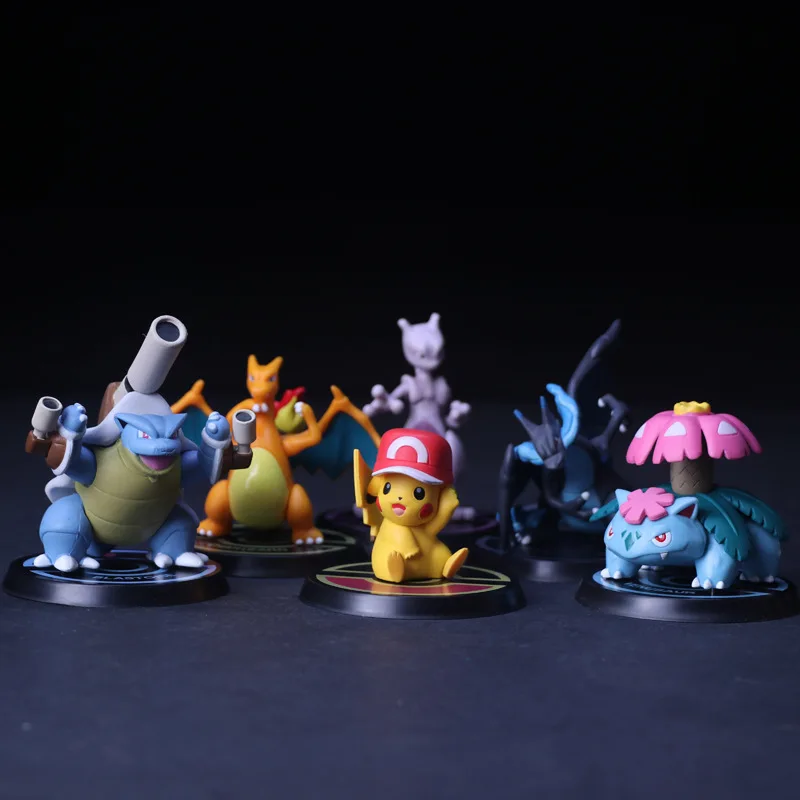 6 шт./компл. Pikachu Mewtwo Charizard Venusaur Blastoise аниме модель фигурки ПВХ игрушки|Игровые и