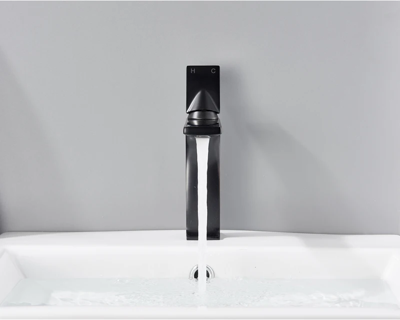 Черный кран для горячей холодной раковины на бортике, квадратный латунный Смеситель для ванной комнаты, с одной ручкой, белый смеситель для раковины, смеситель для раковины, кран для раковины