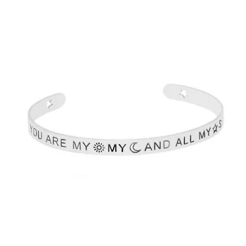 

You are my Sun My Moon And Always My Stars Cuff Bangle Inspirational Jewelry Mantra Bracelets For Women Men Jewelry Gift