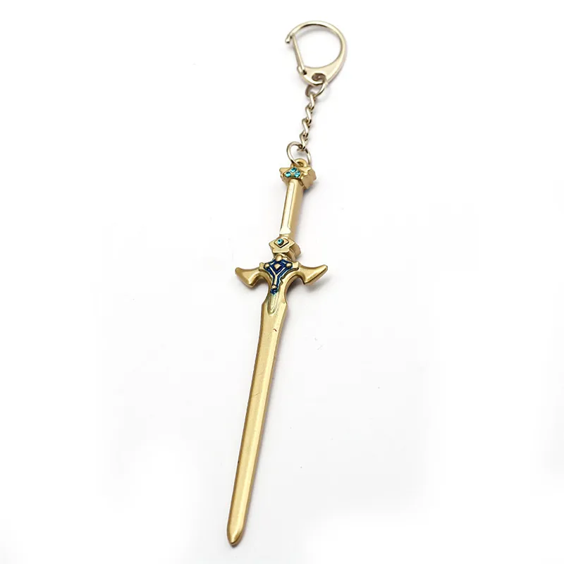 

Gold Anime Sword Art Online Keychain 12cm Metal Asuna SAO Key Chain Ring Radiant Light llavero For Men Jewelry Porte Clef Small