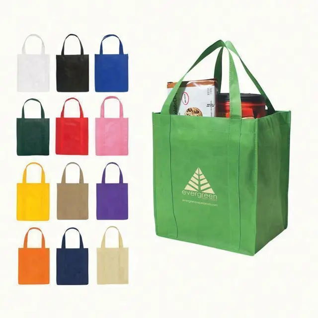 Non Woven New Recycle Lady Green Tote Bags Fashion Shopping Wholesale