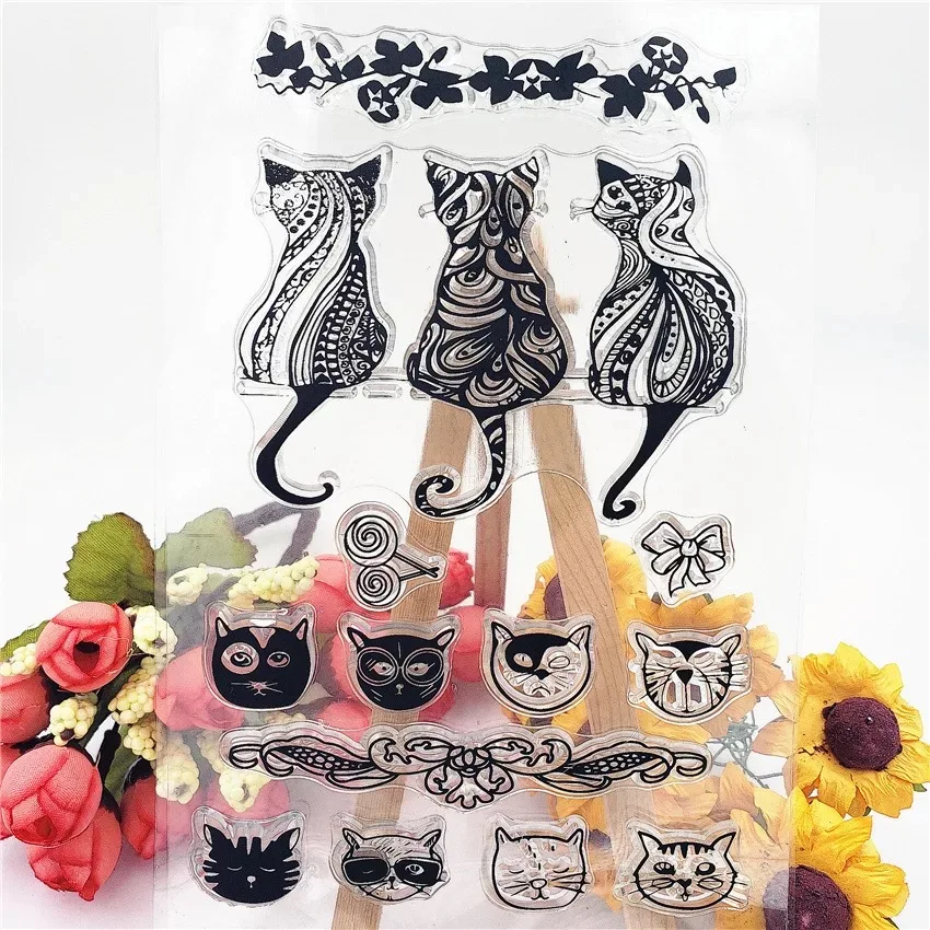 Cat Transparent Clear Stamps/seal For Scrapbooking photo paper craft card making NEW silicone stamp Seal for Decor