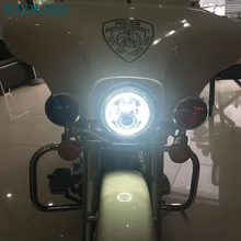 FADUIES 1 piece 7 inch 40W Round LED Headlight High Low Beam With White Halo For Harley Davidson Motorcycle led Headlamp