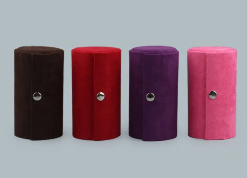 Бархатные трехслойные ящики для хранения ювелирных изделий Коробка для хранения круглой формы косметический Органайзер фиолетовые розовые ящики для хранения косметики