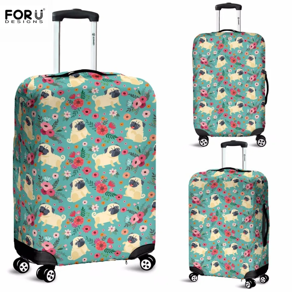 

FORUDEISNGS Case Covers Pug Print Protective Covers for Suitcases Animal Travel Luggage Cover Suit Thick 18-30 inch Storage Bag