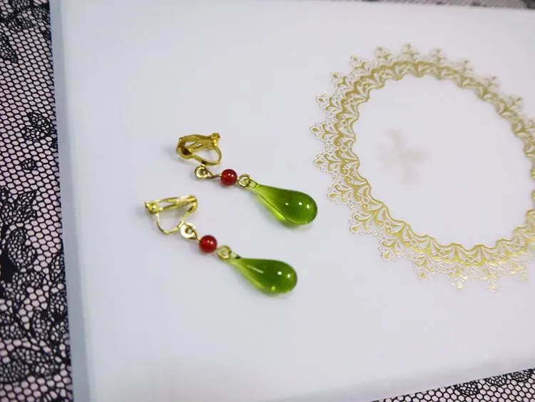 

Howl's Moving Castle Howl Cosplay Green Clip-on Earrings