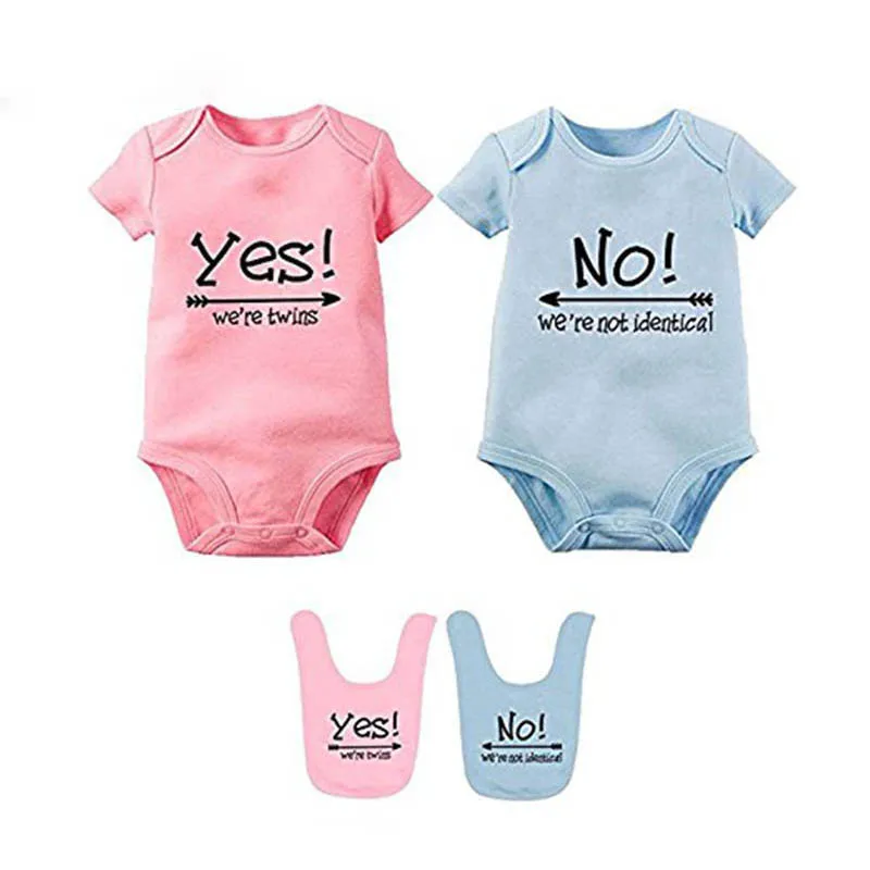 Ysculbutol Baby Bodysuits For Twin Boys Girls Twin Clothes Unisex Short Sleeve Yes We Are Twins No We Are Identical Clothing Sets Aliexpress