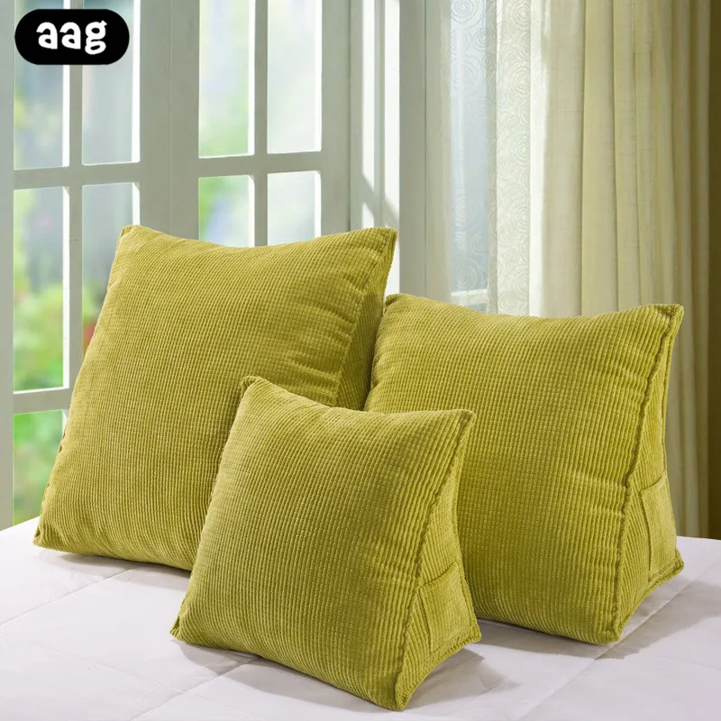 Aag Solid Color Reading Backrest Cushion Wedge Pillow Thick Corduroy
