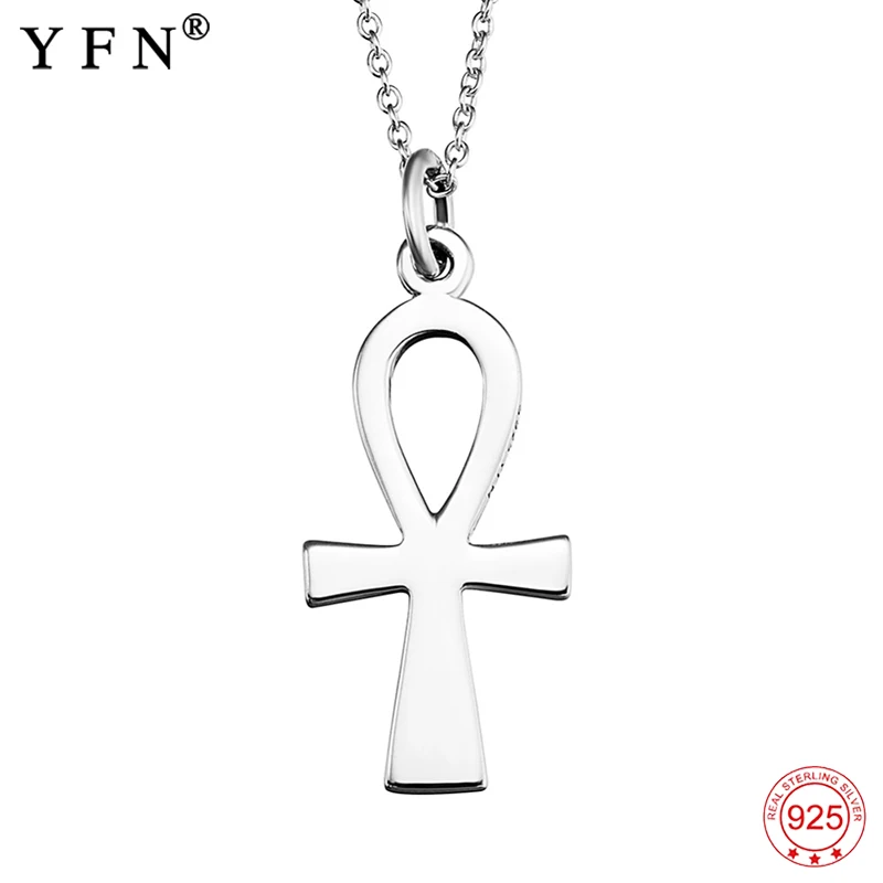 

925 Sterling Silver Necklace Women Egyptian Ankh Cross Pendants Necklaces Fashion Jewelry Collar Necklace Gift For Women GNX8769