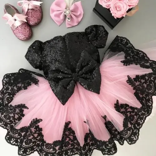 

Newborn Girl Dress Birthday Wedding Formal Pageant Party Tutu Lace Bow Sequins Dresses Girls Clothes Dresses Costume