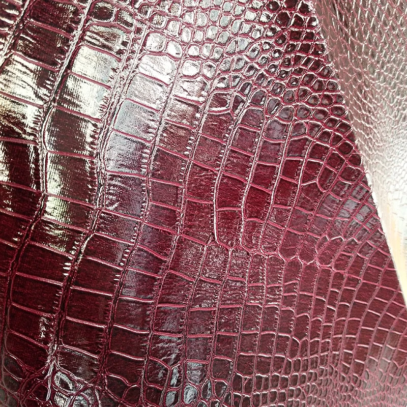 Хорошее качество темно-винного сияющего крокодила пу кожа ткань искусственная кожа Швейные материалы для ручной работы сумка