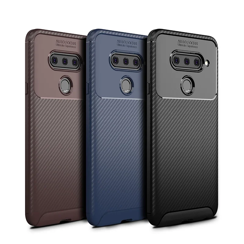 Cocose for LG V40 ThinQ Phone Case Carbon Fiber Silicone