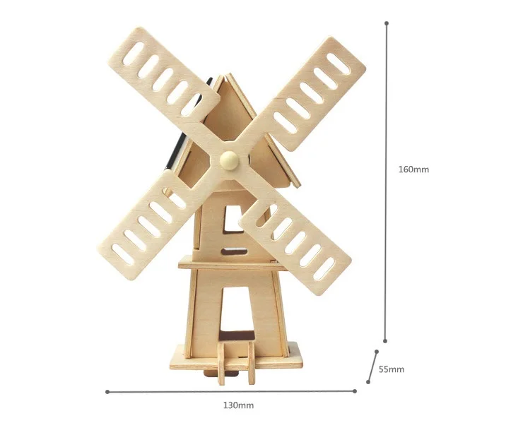 Высокое Качество Забавные DIY мини-игрушки на солнечных батареях с деревянной модель ветряной мельницы игрушки для детей детские развивающие Рождественский подарок - Цвет: Type 3