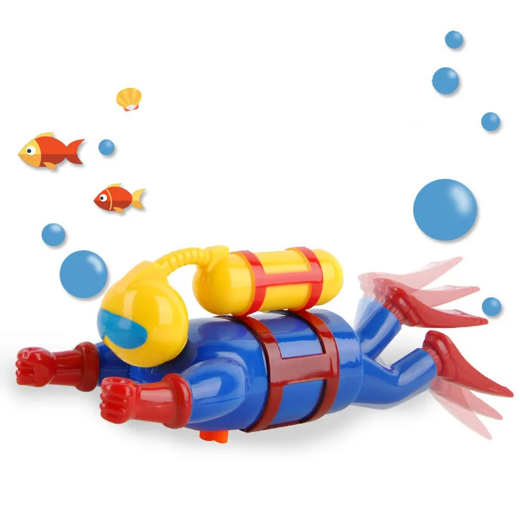 

2018 new Diver Bath Toys Wind Up Clockwork Swimming Simulation Potential Diver Sea Baby Bath Toy Baby Kids Dabbling Bathing Toy