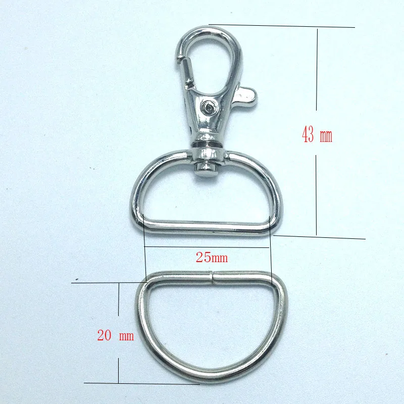 1" Lobster Swivel Clasp + D Ring Nickel Set of 50in Bag Parts