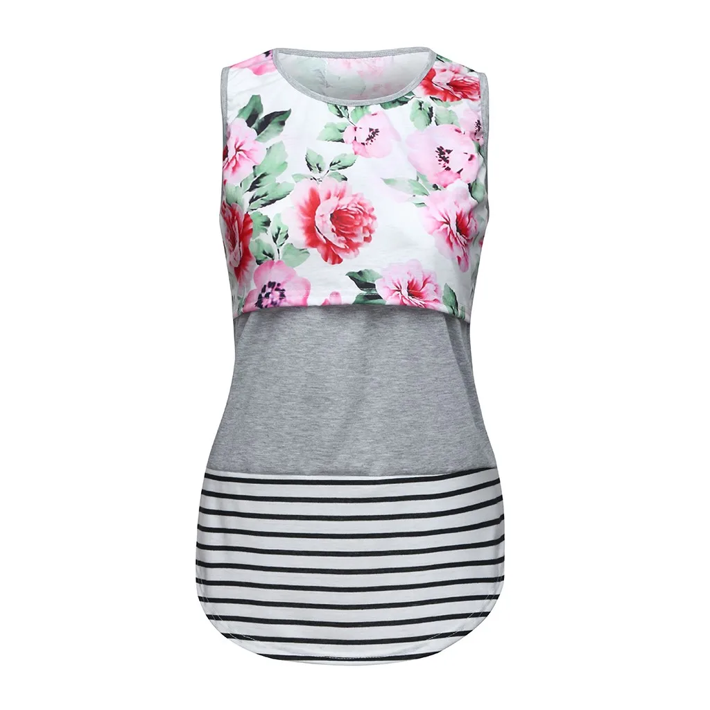 Breastfeeding Clothes Women Maternity Sleeveless Nursing Baby Floral Vest Pregnancy Breastfeeding Top Pregnancy Flower Shirt