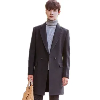 

2019 New Men Leisure Long Sections Woolen Coats Mens Windbreaker Casual Fashion Jacket Slim Fit Men Overcoat Trench Coat Jackets