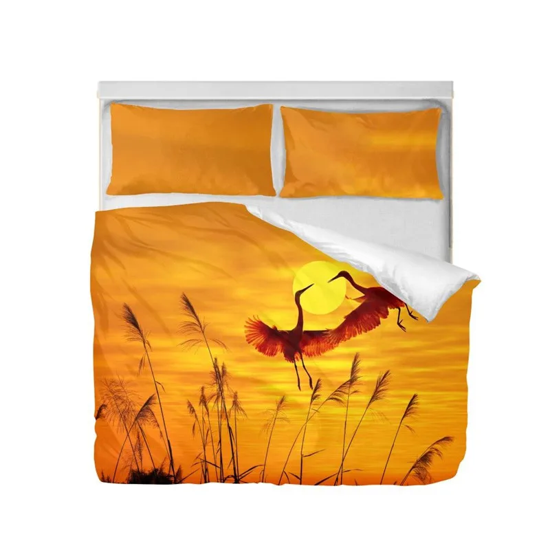 

Bedding Set Fashion Cool Animal Crane Wolf Printing Duvet Covers Queen Double Size Bedroom Decoration Comfortable Bed Set 3 Pcs