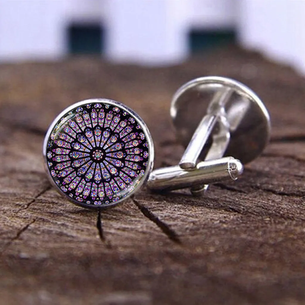 

New design Multicolor cufflinks Men's Shirt Glass de Paris Bronze Brass Cufflinks Cuff Links Wedding gift for men