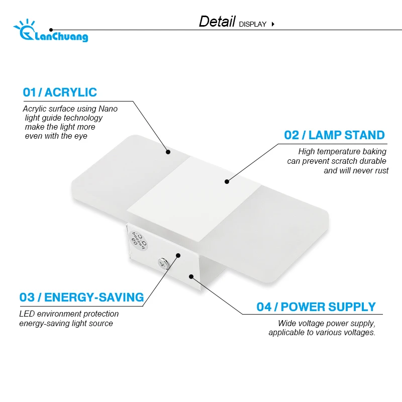  LED Wall Light 220V 110V Bedroom Bedside Light Living Room Balcony Aisle Wall Lamp Corridor Wall Sc - 32860883445