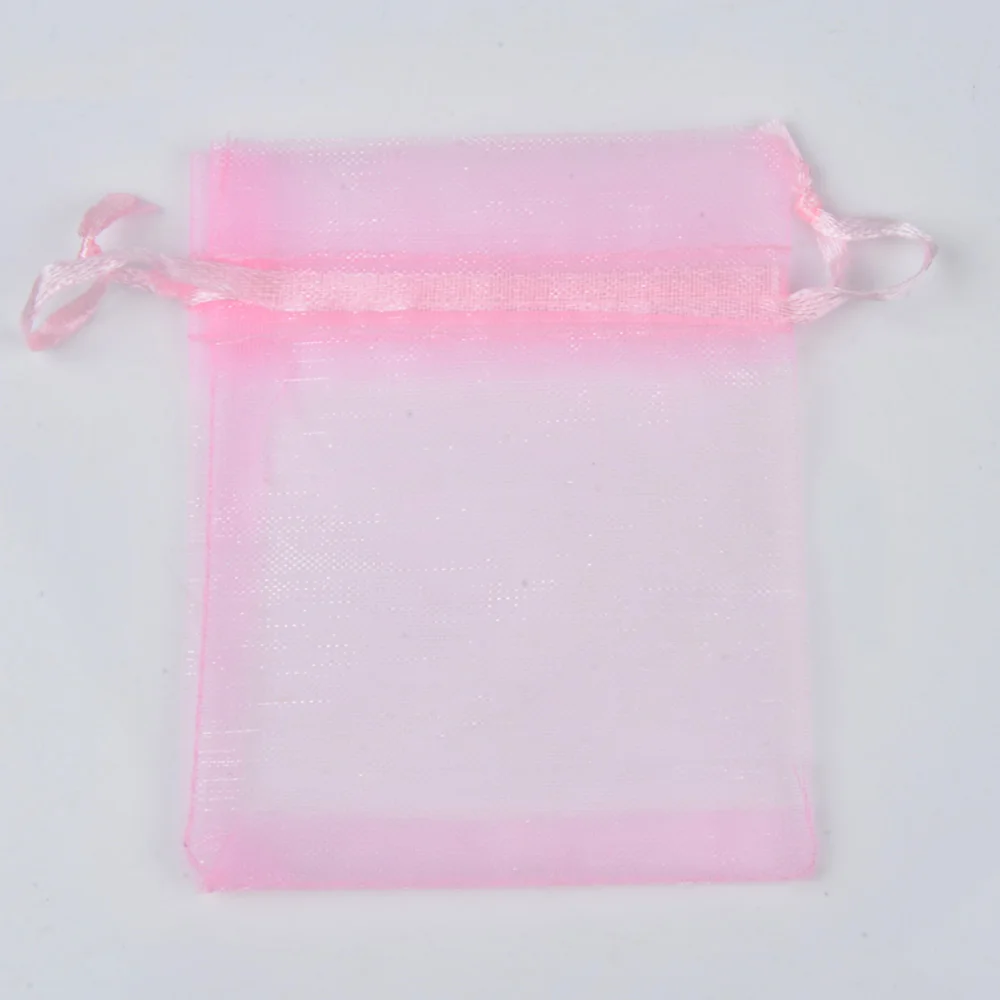 50 шт. 5x7 см Цветная декоративная упаковка с завязкой сумки и сумки маленькие сумки из органзы ювелирные изделия для подарка на помолвку выбор цвета - Цвет: 14 Light pink