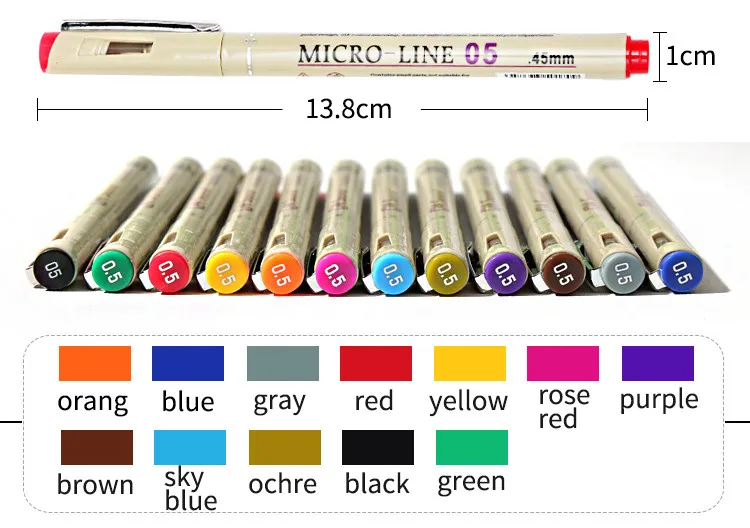 Улучшенная ручка для рисования, 12 цветов, 0,45 мм, Fineliner, анимационный дизайн, рисунок, графическая ткань, художественный маркер для дизайнеров, художников