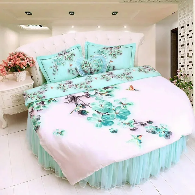 Round Bed Bedding Kit Super California King Size Blue Lace Fl California King Size Blue Lace Fl