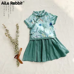 Children's Garment Summer New Pattern Girl Cheongsam The Republic Of China Wind Western Style Princess Suit Skirt Twinset N382 Children's Garment Summer New Pattern Girl Cheongsam The Republic Of China Wind Western Style Princess Suit Skirt Twinset N382
