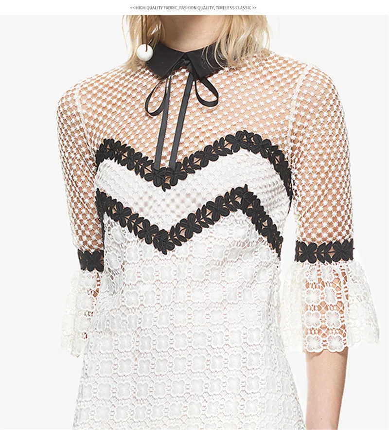 New Arrival Self Portrait dress Summer Lace Dress Hollow Out half Sleeve Patchwork Sexy Short Mini Dress Runway Vestidos