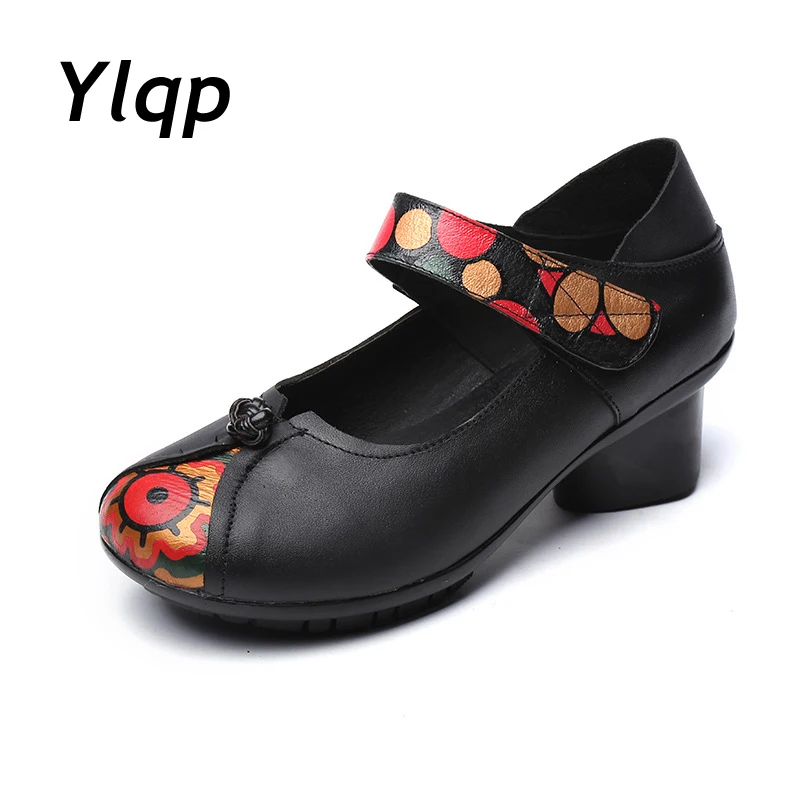 

Ylqp 2018 New Fashion Women Genuine Leather Sandals Female Pumps Folk Style Leather Shoes Handmade Shoes Women High Heel Sandals